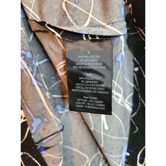 Norma Kamali Abstract Paint Splatter Black Short Sleeve Top Size Small - Picture 5 of 5